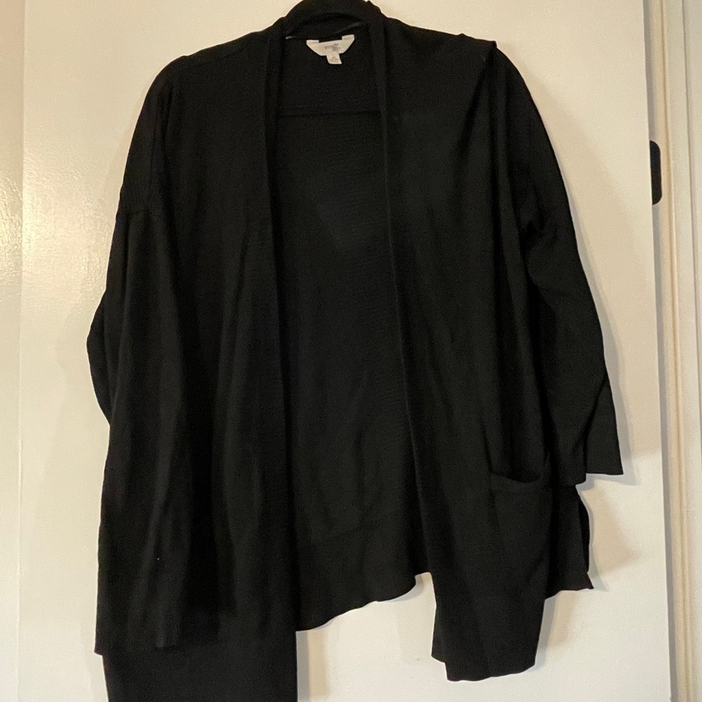 Terra & Sky Black Open Front Cardigan